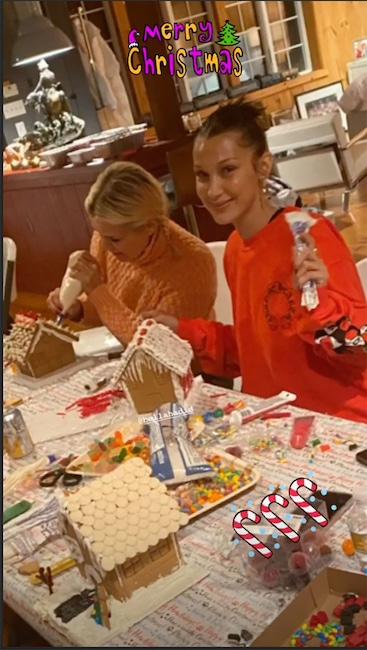 Gigi Hadid, Bella Hadid, Anwar Hadid, Dua Lipa, Yolanda Hadid, Christmas 2019